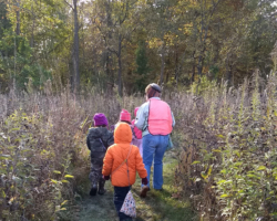 Pat Zerillo and her group from Raintree School explore the South Prairie.
