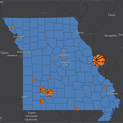 Map of Missouri with high school championships